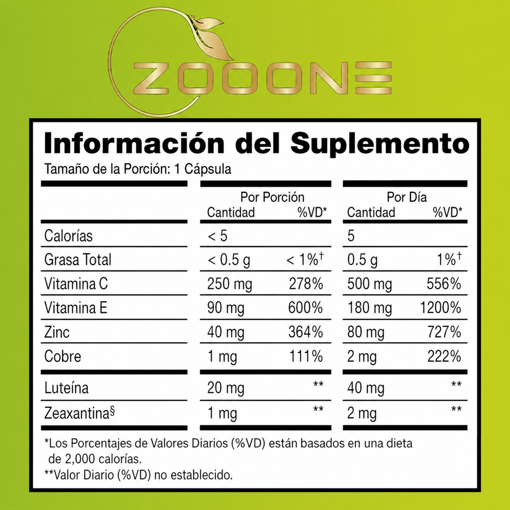 ZOOONE® — VITAMINAS PARA LOS OJOS CON LUTEÍNA Y ZEAXANTINA