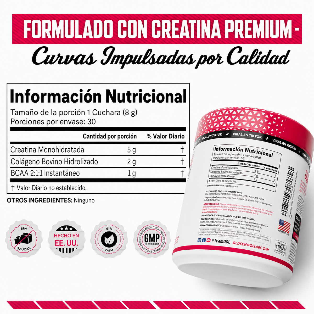OLD SCHOOL® - CREATINA MONOHIDRATADA PARA MUJERES