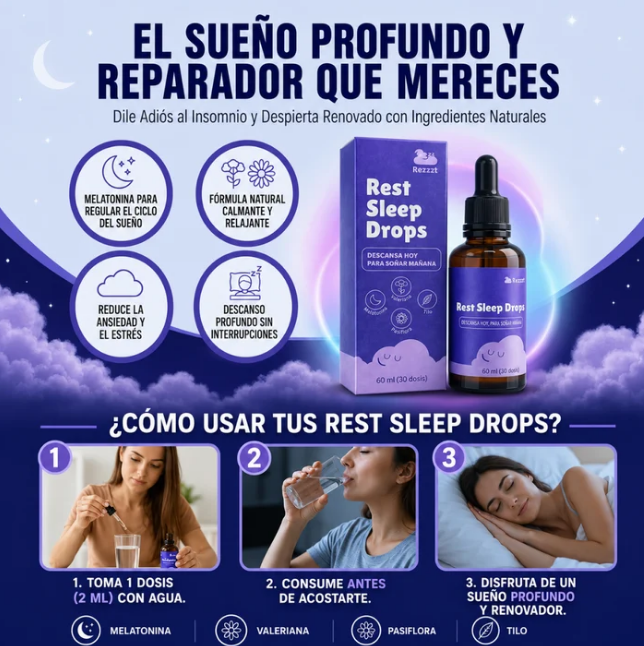 REZZZT® — GOTAS NATURALES PARA DORMIR CON MELATONINA Y VALERIANA
