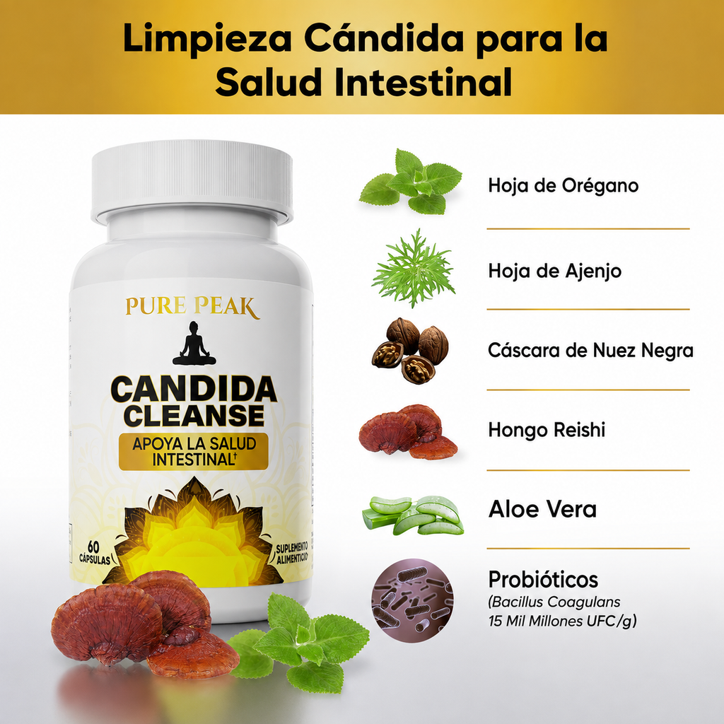 PURE PEAK® — CÁPSULAS PARA ELIMINAR LA CÁNDIDA Y LIMPIAR EL INTESTINO